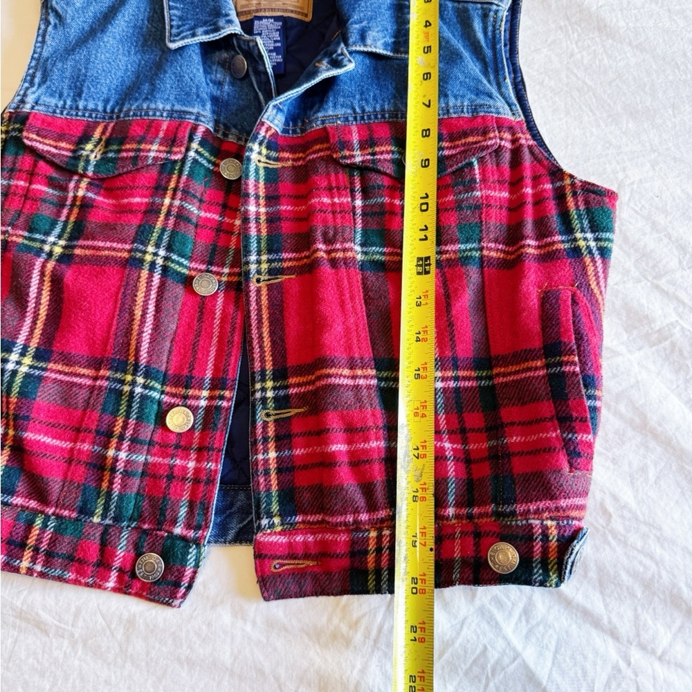 VTG 90s GAP Denim Plaid Quilted Vest size Medium EUC - Picture 7 of 7